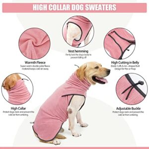 HEYWEAN Dog Fleece Sweater Soft Thickening Warm Pet Shirt Winter Dog Coat Pullover Design and Sleeveless Cloth for Puppy (Pink, S)