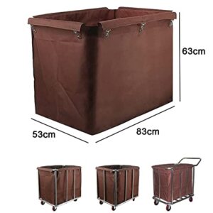 BeiLiHe Detachable Cloth Bags for Laundry Cart, Replacement Liner Bag for Rectangular, Waterproof Oxford Cloth Storage Bags for 400L Commercial Basket Trolley (Color : Brown)