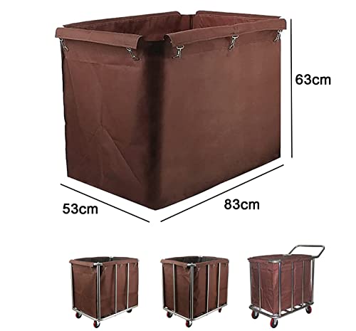 BeiLiHe Detachable Cloth Bags for Laundry Cart, Replacement Liner Bag for Rectangular, Waterproof Oxford Cloth Storage Bags for 400L Commercial Basket Trolley (Color : Brown)