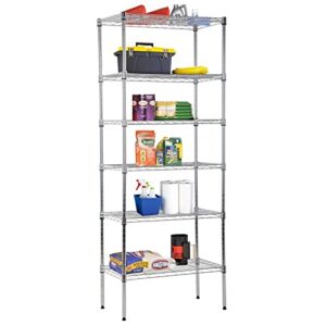 dlewmsyic wire shelving unit, 6-tier metal shelf height adjustable 13" d x 23" w x 59" h 900 lbs capacity separable rack for kitchen pantry office storage shelves, chrome