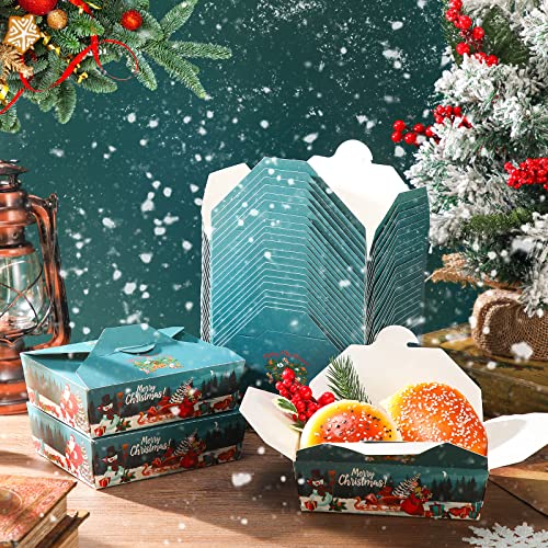 Yungyan Christmas Party Supplies 50 Pack Christmas Food Trays 38 Oz Paper Take Out Containers Christmas Party Food Container Serving Trays Microwaveable To Go Boxes for Christmas Party Home Supplies