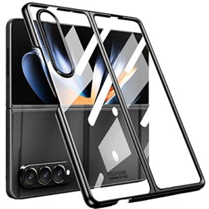 miimall compatible for samsung galaxy z fold 4 case with built-in screen protector, hard pc slim thin shockproof heat dissipation shell anti-scratch case protector bumper for z fold 4 5g 2022(black)