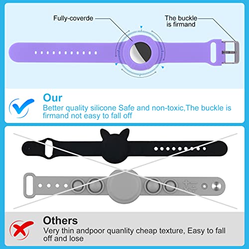 Airtag Wristband for Kids(2 Pack),Soft Silicone Waterproof Airtag Bracelet,Lightweight GPS Tracker Holder Compatible with Apple Airtag for Toddler Baby Children Elders (Baby Blue & Purple)