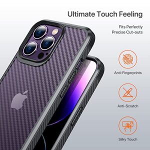 Auleegei Designed for iPhone 14 Pro Max Case, [Military Grade Drop Tested] Slim Thin Shockproof Phone Case Translucent Anti-Scratch Carbon Fiber Hard PC Back and Soft TPU Bumper Edge, 6.7 inch, Back