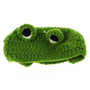 Toysructin Pet Cat Dog Costume Hat, Funny Frog Shape Weaving Cap Pets Grooming Accessories for Small Medium Large Cats Dogs, Handmade Knitted Big Eye Frog Headband for Kitten Puppy Halloween Cosplay