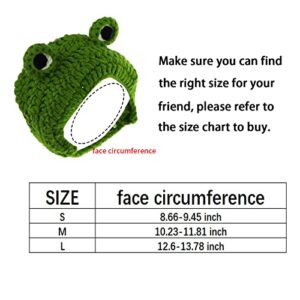 Toysructin Pet Cat Dog Costume Hat, Funny Frog Shape Weaving Cap Pets Grooming Accessories for Small Medium Large Cats Dogs, Handmade Knitted Big Eye Frog Headband for Kitten Puppy Halloween Cosplay