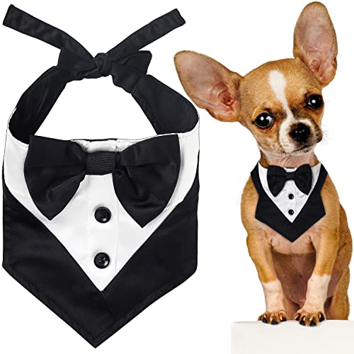 Odi Style Dog Tuxedo for Small Dogs - Cool Engagement Gift, Dog Wedding Attire Suit with Bow Tie, Dog Tux Wedding Costume Bandana Engagement Gifts, Wedding Gift Signs, Bridal Shower Photography Props