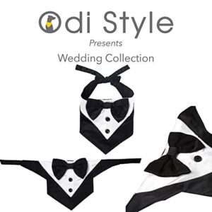 Odi Style Dog Tuxedo for Small Dogs - Cool Engagement Gift, Dog Wedding Attire Suit with Bow Tie, Dog Tux Wedding Costume Bandana Engagement Gifts, Wedding Gift Signs, Bridal Shower Photography Props