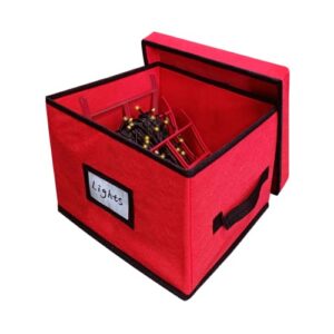 edsrdus christmas holiday light storage box - non-woven fabric, with 3 light storage wraps, lights organizer container reinforced stitched handles（light string not included）