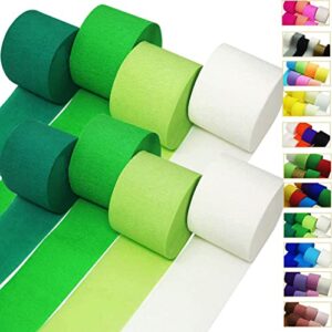 green crepe paper streamers 8 rolls, party streamers for birthday wedding baby bridal shower decorations halloween christmas craft supplies (1.8 inch x 82 ft/roll，656ft)