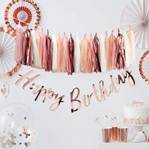 Rose Gold Tissue Paper Tassels Garland Banner for Party Birthday Wedding Decoration Baby Shower Table Decor (20 Pcs)