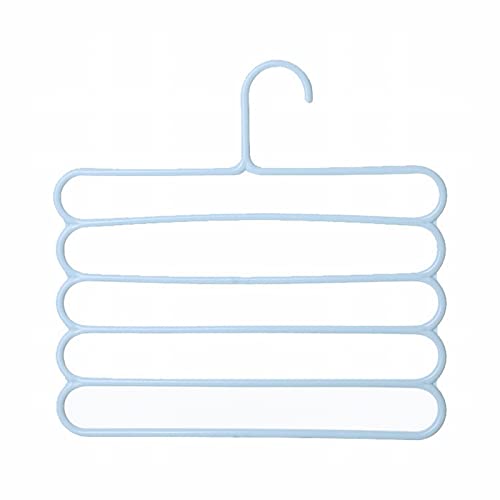 Color Non Slip Multi Layer Trouser Rack Multifunctional Wardrobe 5 Layer Hanging Pants Hanger Scarf Rack Silk Scarf Tie Hanger Dish Tray Rack (Blue, One Size)