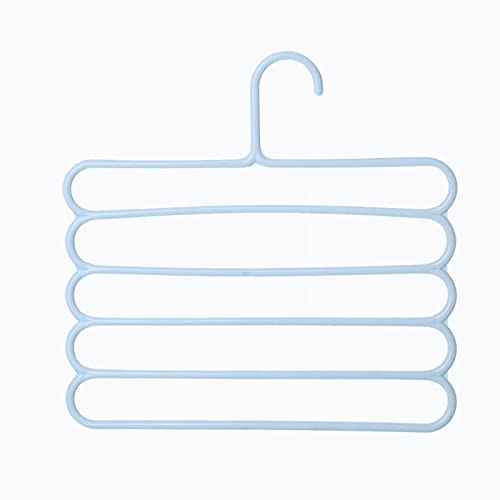 Color Non Slip Multi Layer Trouser Rack Multifunctional Wardrobe 5 Layer Hanging Pants Hanger Scarf Rack Silk Scarf Tie Hanger Dish Tray Rack (Blue, One Size)