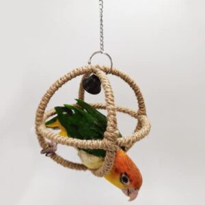 Bird Hanging Ball with Bell Chewing Treat Toy for Small Medium Large Parrot Parakeet Cockatiel Conure Lovebird Quaker Caique African Grey (Small)