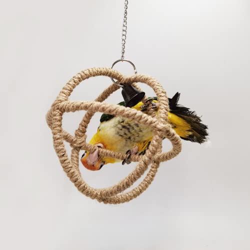 Bird Hanging Ball with Bell Chewing Treat Toy for Small Medium Large Parrot Parakeet Cockatiel Conure Lovebird Quaker Caique African Grey (Small)