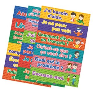 quarterhouse french classroom phrases and commands label set, french - esl classroom learning materials for k-12 students and teachers, set of 18, 12 x 3 inches, extra durable