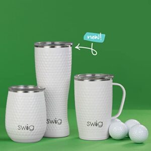 Swig Life 20oz Pilsner Tumbler, Stainless Steel Double Wall Travel Tumbler with Lid, Dishwasher Safe, Triple Insulated Thermos for Hot or Cold Drinks in Golf Partee Print with Golf Ball Textured Frame