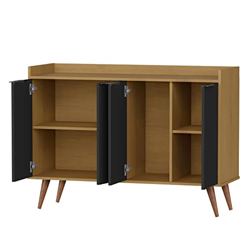 4 Doors Buffet Cabinet Sideboard Scandinavian Style (Nature - Black) (JB4116)