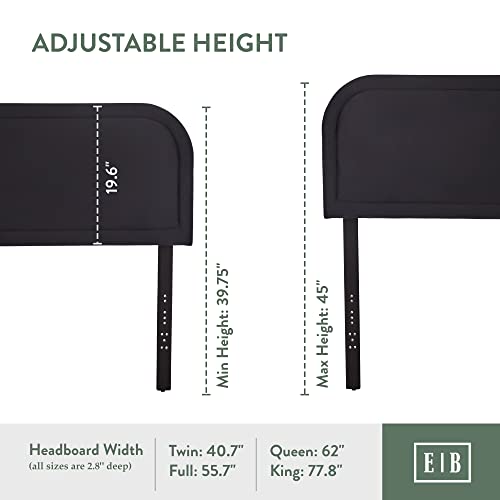 Edenbrook Miller Low Profile, Performance Velvet Headboard for Full Size Bed-Black Upholstered Full Headboard
