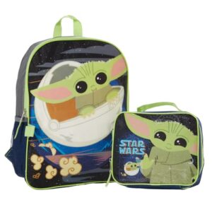 ralme star wars mandalorian baby yoda backpack with lunch box set for boys and girls, value bundle
