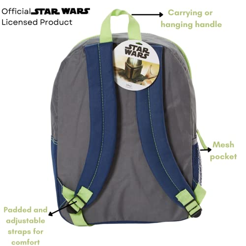 RALME Star Wars Mandalorian Baby Yoda Backpack with Lunch Box Set for Boys and Girls, Value Bundle