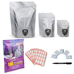folsom blvd today - 7 mil 100 pcs mylar bags for food storage with oxygen absorbers 500cc, 30x gallon 10x14, 45x quart 6x9, 25x half pint 4x6 - 100 labels and marker - ziplock heat resealable stand-up airtight smell proof - bolsas mylar