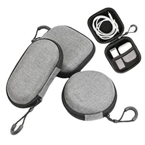 3 pack earbud case, betterjonny eva hard earphone carrying case portable storage earbud pouch case mini earbud pouch for bluetooth ear buds usb adapter cable coin pouch wallet (grey)