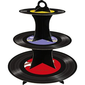 1950's rock and roll musictheme, 3-tier paper record cake stand cupcake tower for 8-12 cupcakes perfect for 50's theme party music party birthday party supplies, gift for music lover
