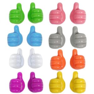tacanlite 16 pcs self-adhesive silicone thumb wall hooks, multi-function self-adhesiveclip key hook wall hangers for storage data cables/earphones/ plugs/masks (a-16pcs)