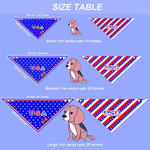 Dog Bandanas, NEVIRIGE Dog Bandana Scarf in 2 Pack, Triangle American Flag Pet Bandana Supply with Lanyard for Phone and Pet, Pet Accessories, S Size