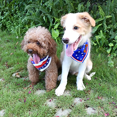 Dog Bandanas, NEVIRIGE Dog Bandana Scarf in 2 Pack, Triangle American Flag Pet Bandana Supply with Lanyard for Phone and Pet, Pet Accessories, S Size