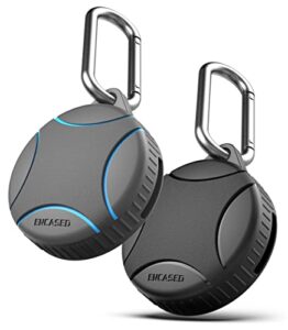 encased waterproof airtag case compatible with apple airtag keychain holder black blue - 2 pack