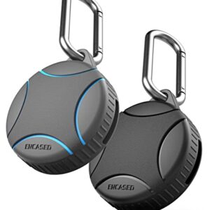 Encased Waterproof Airtag Case Compatible with Apple Airtag Keychain Holder Black Blue - 2 Pack