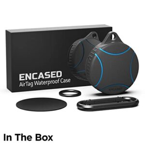 Encased Waterproof Airtag Case Compatible with Apple Airtag Keychain Holder Black Blue - 2 Pack