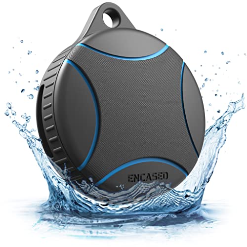 Encased Waterproof Airtag Case Compatible with Apple Airtag Keychain Holder Black Blue - 2 Pack