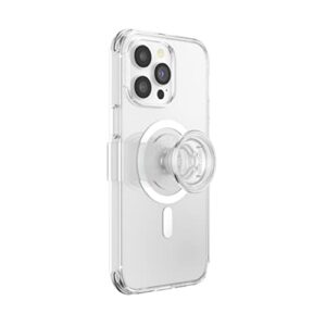 popsockets iphone 14 pro max case with phone grip and slide compatible with magsafe, wireless charging compatible - clear