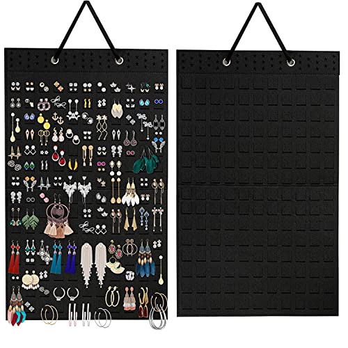 Hanging Earrings Organizer,  beifvv Soft Felt Earring Display Holder Storage Holder Holds up to 300 Pairs,wall mounted earrings holder display hanging on walll /door for women &girls(Black 1pcs)