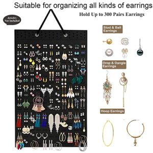 Hanging Earrings Organizer,  beifvv Soft Felt Earring Display Holder Storage Holder Holds up to 300 Pairs,wall mounted earrings holder display hanging on walll /door for women &girls(Black 1pcs)