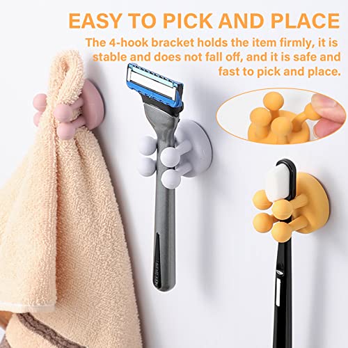 12pcs Self Adhesive Wall Mounted Silicone Hooks,Multi-Function Hook Waterproof Self Adhesive Toothbrush Hook Plug Holder,Functional Utility Hooks for Kitchen Bathroom Home Office (6 Color)