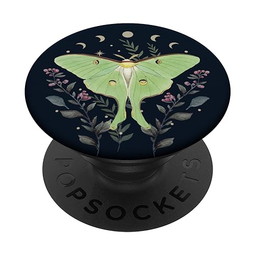 Celestial Moon Moth Butterfly Floral Pattern PopSockets Standard PopGrip