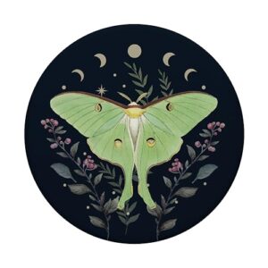 Celestial Moon Moth Butterfly Floral Pattern PopSockets Standard PopGrip