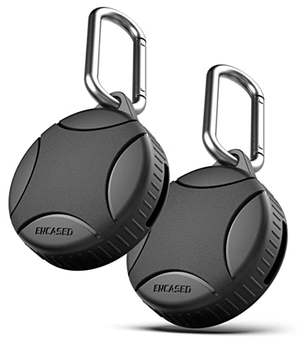 Encased Waterproof Airtag Case Compatible with Apple Airtag Keychain Holder Black - 2 Pack