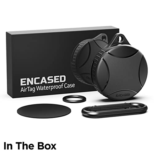 Encased Waterproof Airtag Case Compatible with Apple Airtag Keychain Holder Black - 2 Pack