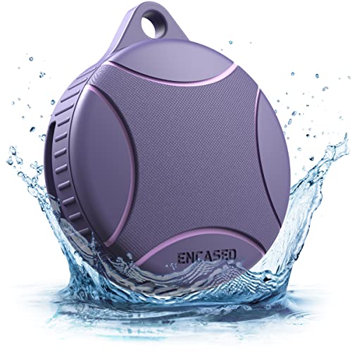 Encased Waterproof Airtag Case Compatible with Apple Airtag Keychain Holder (Purple)