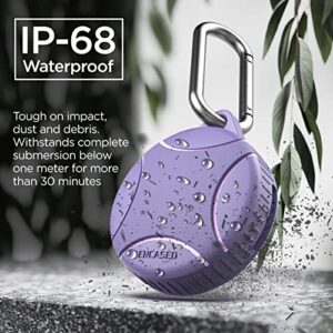 Encased Waterproof Airtag Case Compatible with Apple Airtag Keychain Holder (Purple)