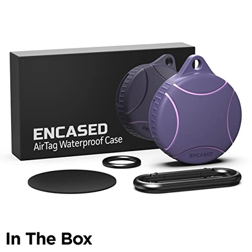 Encased Waterproof Airtag Case Compatible with Apple Airtag Keychain Holder (Purple)