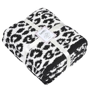 lutoris ultra soft knit leopard throw blanket for couch (50x60 inches) black warm reversible microfiber cheetah blanket cozy lightweight leopard pattern throw for bed sofa travel