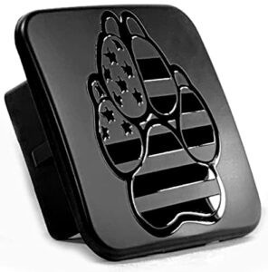 everhitch american flag dog paw k9 unit hitch cover plug (fits 2" receivers, black)