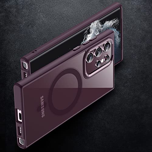 TIANNIUKE Magnetic Case for Samsung Galaxy S22 Ultra, [with Camera Lens Protector] Compatible with MagSafe,Slim Fit Shockproof Protective Phone Case for Samsung S22 Ultra 6.8" 2022 (Burgundy)