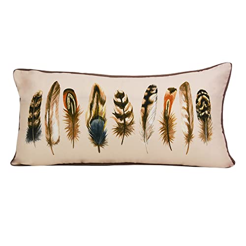 Donna Sharp Throw Pillow - Mojave Red Southwest Decorative Throw Pillow with Feather Pattern - Rectangle